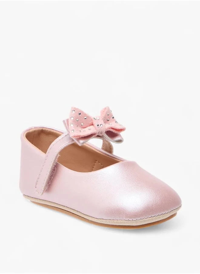 حافي القدمين Girls Bow Accent Booties with Hook and Loop Closure Ramadan Collection