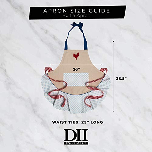 DII Women's Spring & Summer Apron Collection Adjustable, Two Large Pockets & Extra Long Ties, One Size Fits Most, Red Rooster - Image 5