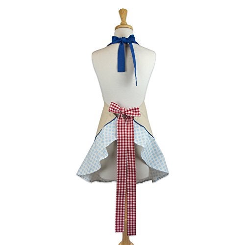 DII Women's Spring & Summer Apron Collection Adjustable, Two Large Pockets & Extra Long Ties, One Size Fits Most, Red Rooster - Image 2