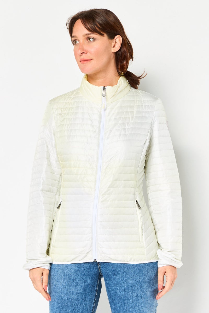 Napapijri Women Brand Logo Long Sleeve Jacket, Ivory - Image 1