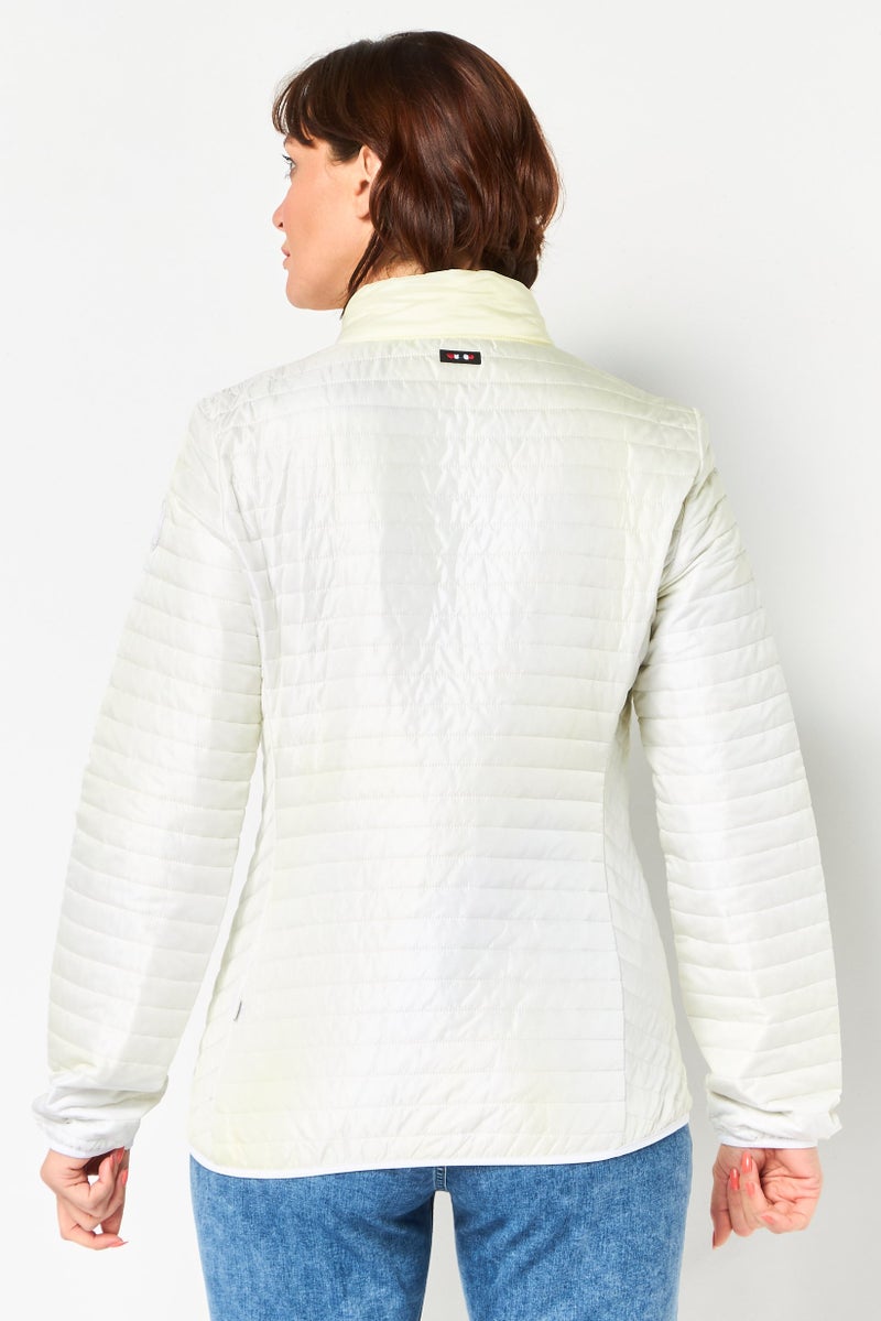 Napapijri Women Brand Logo Long Sleeve Jacket, Ivory - Image 4