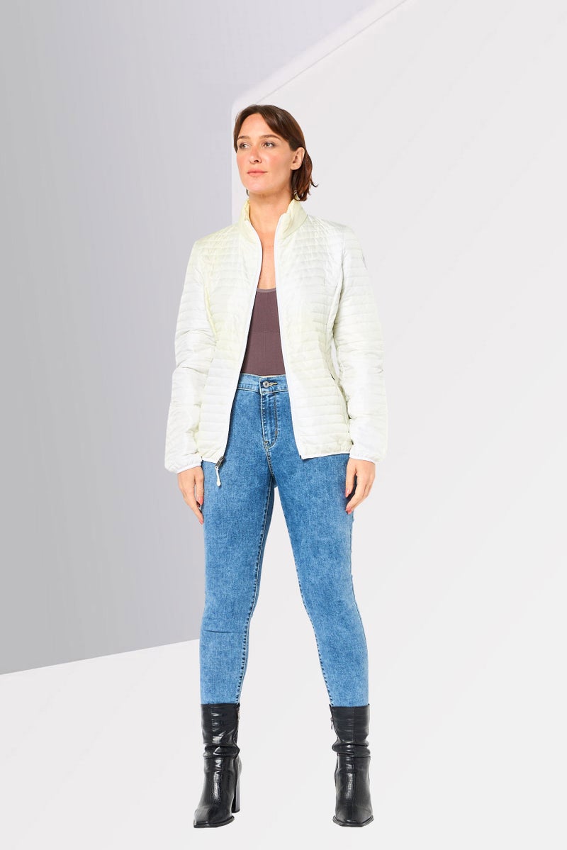 Napapijri Women Brand Logo Long Sleeve Jacket, Ivory - Image 2