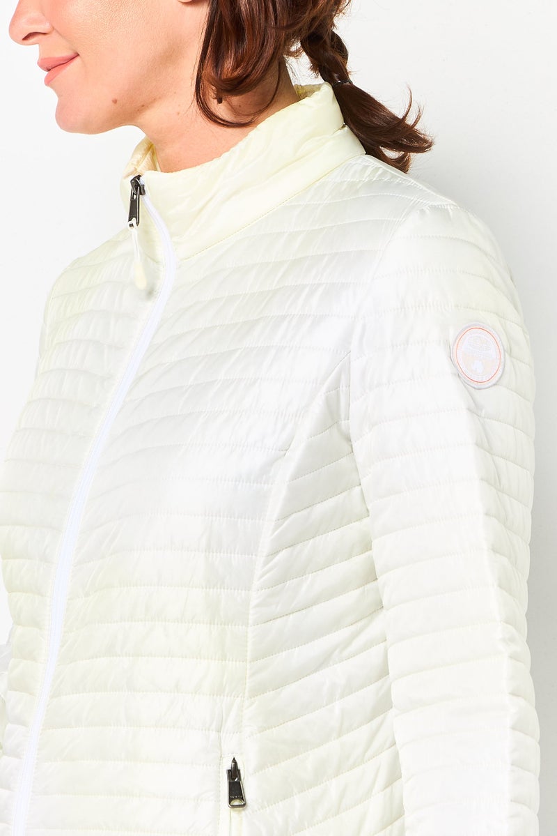 Napapijri Women Brand Logo Long Sleeve Jacket, Ivory - Image 3