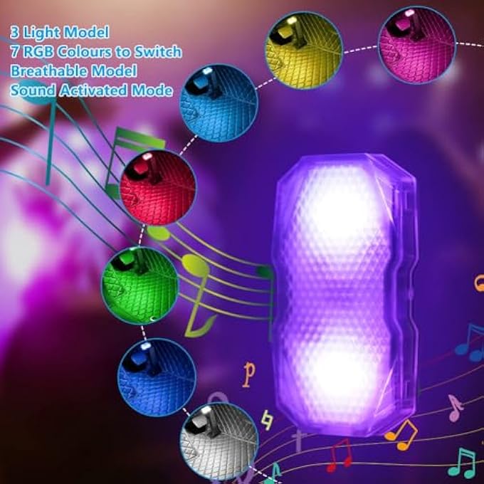 KASTWAVE Interior Car Lights 2 Pack Car Atmosphere Lights Rechargeable Led Touch Lights 7 Colors  3 Lighting Effects Unlimited Diy Color Car Decorative Lights For Car Home Party - Image 3