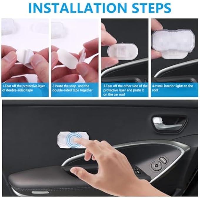 KASTWAVE Interior Car Lights 2 Pack Car Atmosphere Lights Rechargeable Led Touch Lights 7 Colors  3 Lighting Effects Unlimited Diy Color Car Decorative Lights For Car Home Party - Image 4