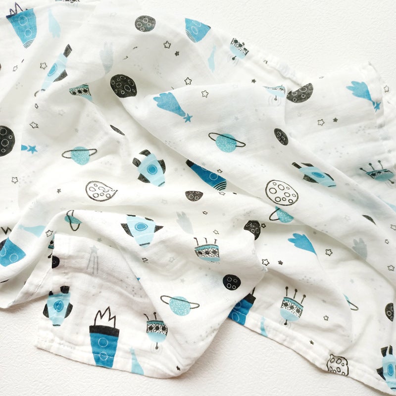 Baby Gauze Wrapping Towel Pure Cotton Double-Layer Plain Summer Thin Birth Room Wrapping Newborn Bed Sheet Bath Towel Blanket - Image 1