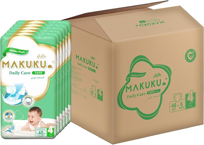Makuku Daily Care Tape Diapers Jumbo Pack - Size 4 (9-14kg) | 7-11 months | 288 Pieces
