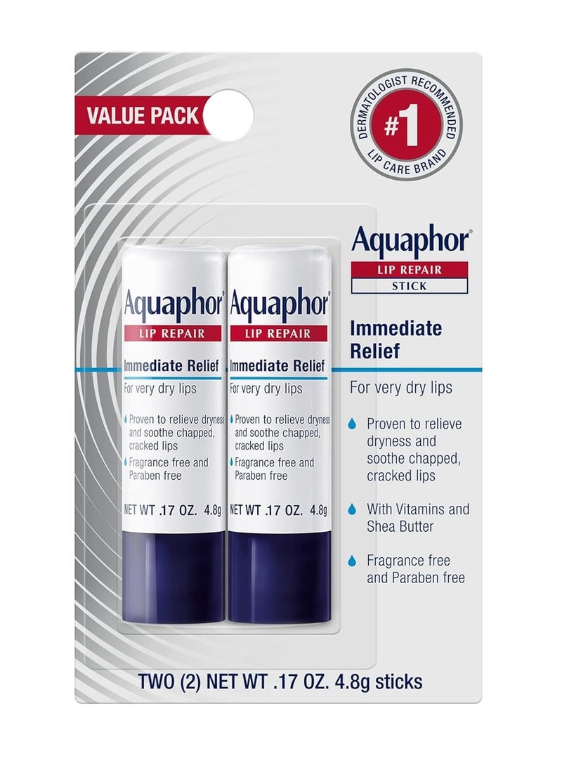 Aquaphor - Aquaphor Lip Repair Stick, Lip Protectant, Moisturizing Lip Balm Multipack, 0.17 Oz, 2 Pack - Image 1