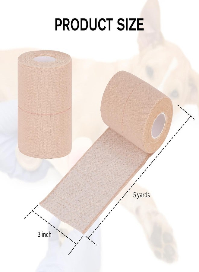 Worive 4 Rolls Elastic Tape, Breathable Self Adhesive Bandage Wrap, Flexible Stretch Bandages for Sports Wrists Sprains Knees Ankles, for Animals and Pets, 5 Yards (3 Inch in Width) - Image 2