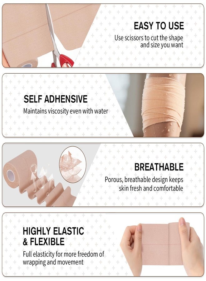 Worive 4 Rolls Elastic Tape, Breathable Self Adhesive Bandage Wrap, Flexible Stretch Bandages for Sports Wrists Sprains Knees Ankles, for Animals and Pets, 5 Yards (3 Inch in Width) - Image 3