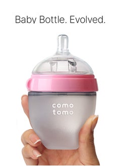comotomo Natural Feel Baby Bottle 150 ML With Pack Of 2 Natural Teat Silicone Nipples, 2 Holes With Medium Flow,  3 Months +  - Image 4