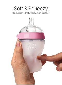 comotomo Natural Feel Baby Bottle 150 ML With Pack Of 2 Natural Teat Silicone Nipples, 2 Holes With Medium Flow,  3 Months +  - Image 5
