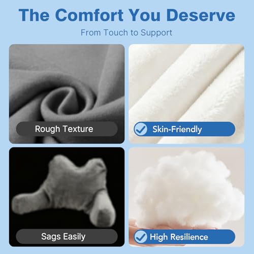 PZT Reading Pillow Plus, Crystal Velvet Back Pillow Bed Sitting Up for Adult & Children, Back Rest Pillow Support for Reading & Rest Bed, Add Height and Removable Pillows, Dorm Essentials, Lvory - Image 5