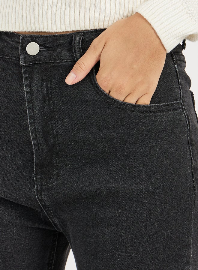 Styli Mid Rise Washed Ankle Length Mom Jeans  - Image 3
