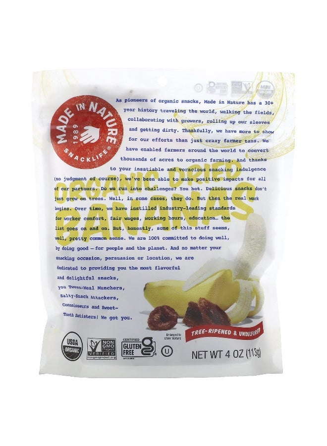 Made in Nature, Organic Dried Banana, Tree-Ripened & Unsulfured, 4 oz (113 g) - Image 1