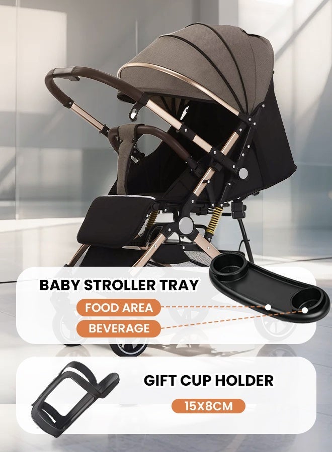 hibobi Luxury Multi-Functional Foldable and Portable Baby Stroller, With a Reversible Handle and Shock-Absorbing Spring,Lightweight Baby Stroller - Image 2