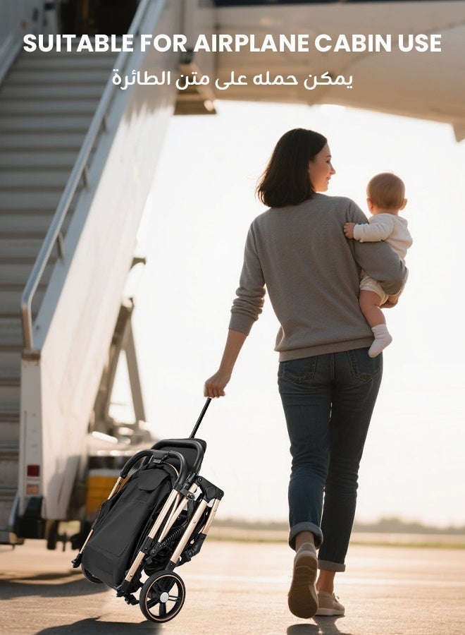 hibobi Luxury Multi-Functional Foldable and Portable Baby Stroller, With a Reversible Handle and Shock-Absorbing Spring,Lightweight Baby Stroller - Image 5