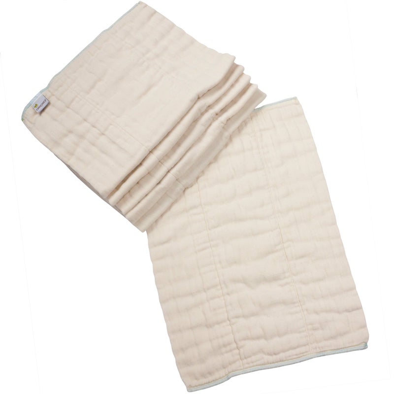 OsoCozy Organic Cotton Prefold Cloth Diapers Traditional Fit Large 4x8x4 Layering (6pk) - Super-Soft, Thick, Absorbent, Durable and Ecologically Friendlier. Unbleached Natural Color, Fits 15-30 Lbs. - Image 2