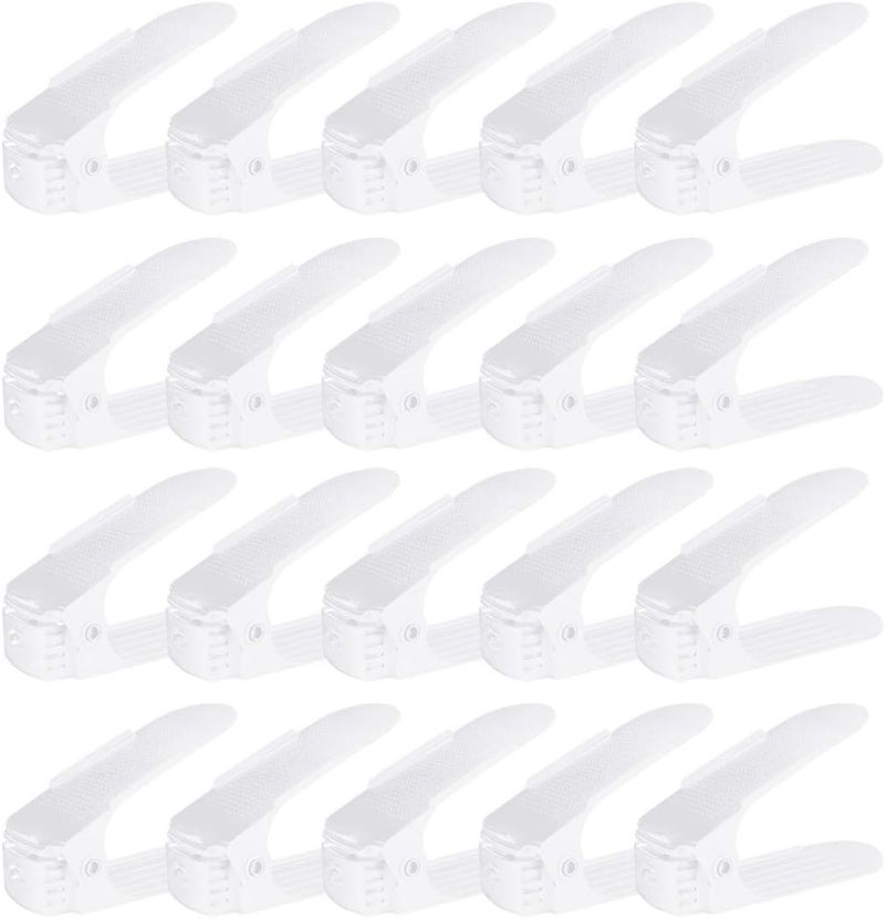 ZNCMRR Shoe Slots Organizer for Closet 20 Pack Adjustable Shoe Stacker Space Saver,Double Layer Shoe Rack Organizer Holder (White) - Image 1