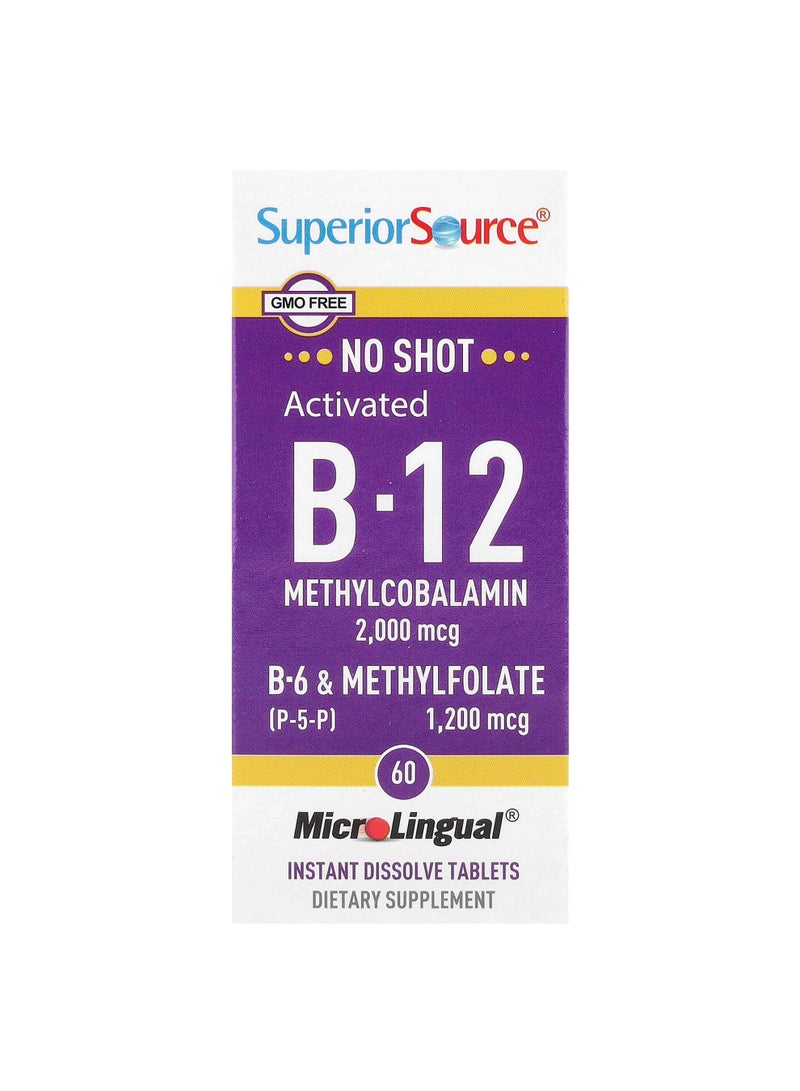 Activated B-12, Methylcobalamin, B-6 (P-5-P) & Methylfolate, 60 MicroLingual® Instant Dissolve Tablets