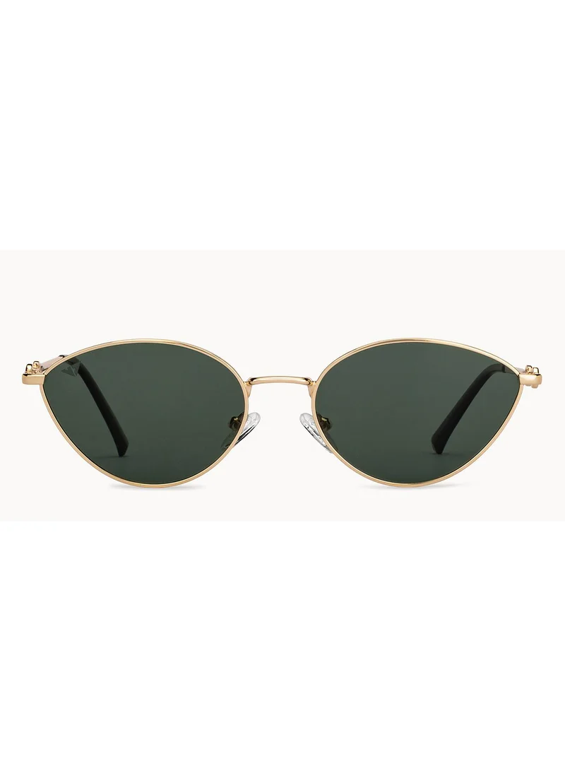 فينسينت تشيس Vincent Chase By Lenskart | Golden Green Full Rim Cat Eye Branded Latest and Stylish Sunglasses | Polarized and 100% UV Protected | Men &amp; Women | Large | VC S14667