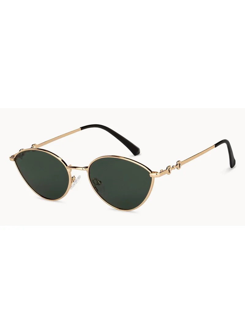 فينسينت تشيس Vincent Chase By Lenskart | Golden Green Full Rim Cat Eye Branded Latest and Stylish Sunglasses | Polarized and 100% UV Protected | Men &amp; Women | Large | VC S14667