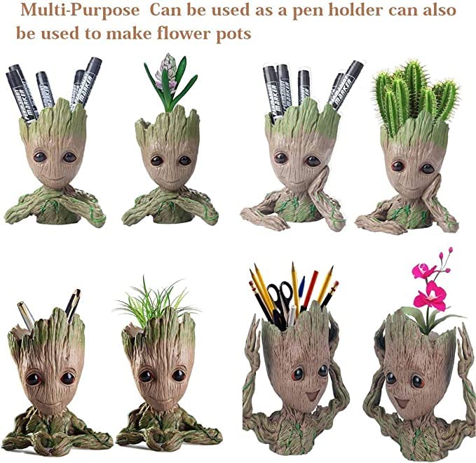 Mikayoo Flower Pot - Succulent Planter Pot, Pen or Pencil Holder or Planters with Drainage Hole Perfect for a Tiny Succulents Plants Christmas Birthday Gift (4 Styles in 1) - Image 2