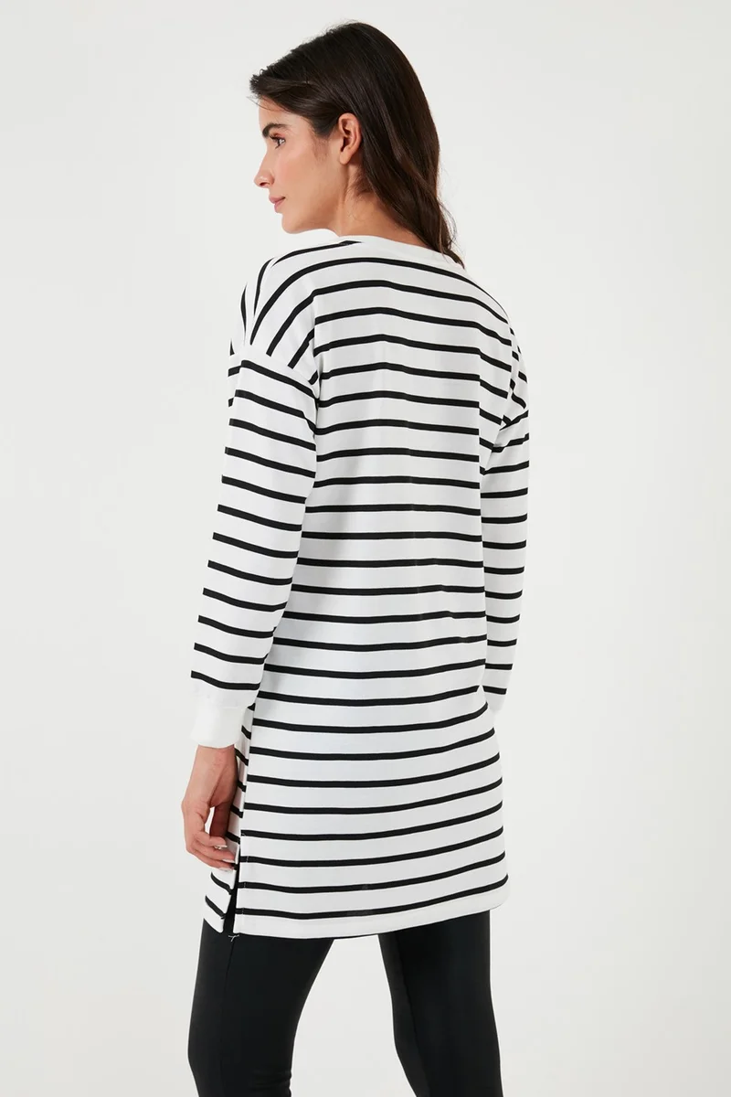 Lela Modest Striped Cotton Regular Fit Crew Neck Tunic Women's Tunic 5865784