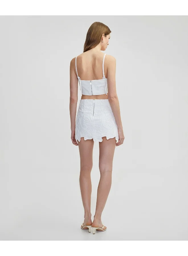 ابيكول Embroidered Mini Skirt