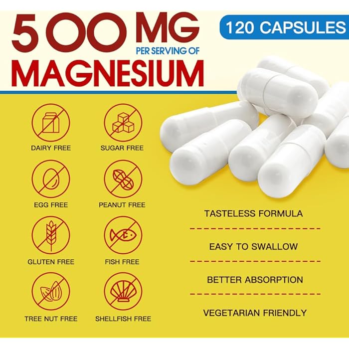 ZEBORA 10-in-1 Magnesium Complex Supplement, Magnesium Glycinate 500mg with Citrate & Malate, Chelated High Absorption Plus Vitamin D3 & Zinc - for Nerve, Muscle & Bone Support - 120 Capsules - Image 5