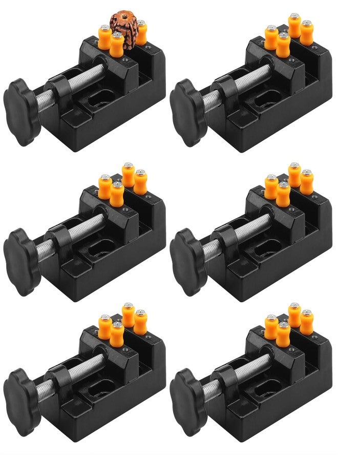 GENHAKON Universal Mini Drill Press Vise Clamp, 6 PCS Table Bench Vice for Jewelry Walnut Nuclear Watch Repairing Clip On DIY Sculpture Craft Carving Bed Tool. Support range, 0-2 Inch - Image 1