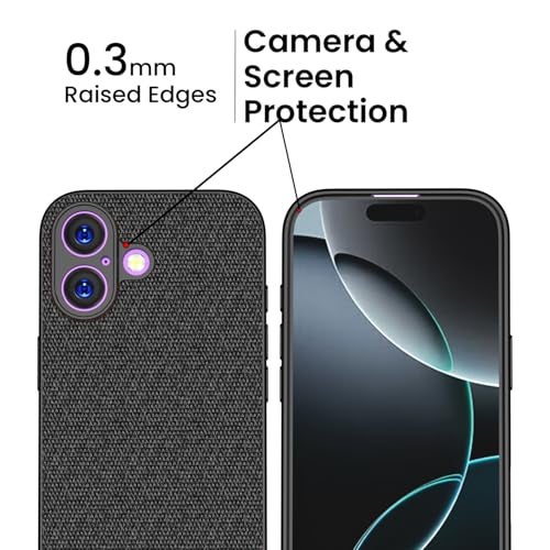 Kapa Soft Fabric & Leather Hybrid Protective Back Cover for Apple iPhone 17 | Shockproof Slim Hard Anti Slip Back Case (Black,Brown) - Image 4