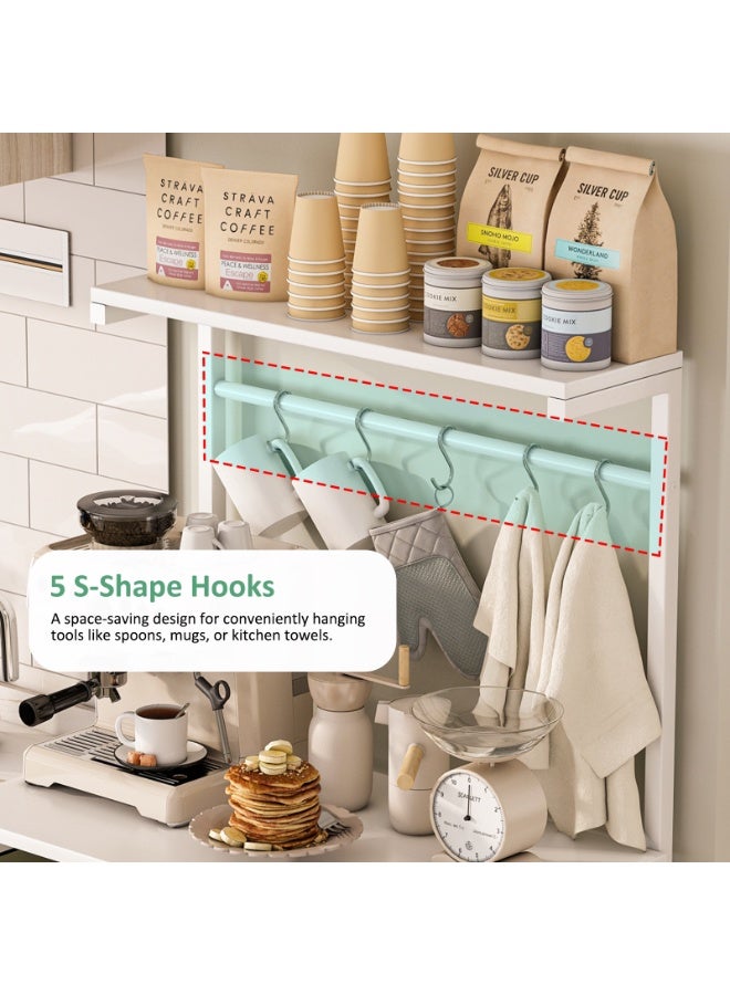 Canadel 4-Tier Kitchen Storage Rack with Adjustable Shelf, Coffee Corner Station & Microwave Stand, Multi-Purpose Baker Rack with 5 Hooks X-Shaped Crossbar for Home Kitchen Organization - Image 5