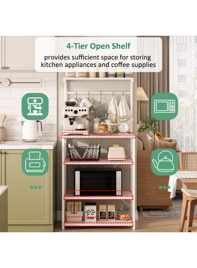 Canadel 4-Tier Kitchen Storage Rack with Adjustable Shelf, Coffee Corner Station & Microwave Stand, Multi-Purpose Baker Rack with 5 Hooks X-Shaped Crossbar for Home Kitchen Organization - Image 3