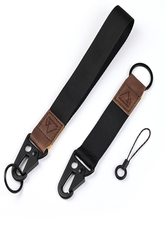 Glorisunity Hand Wrist Lanyard Key Chain Holder, Wristlet Strap for Key for Women & Men, Lanyard for Car Key (2 Piece) (Black) - Image 1