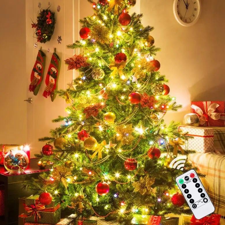 HUMAIZAR Warm White Fairy String Led Light Christmas Diwali Ramadan Festival Lights Decorations Lights Bedroom Lights Kids Room Lights Ambience Light Pack of 1 5 Meter 50 Led with Remote - Image 1