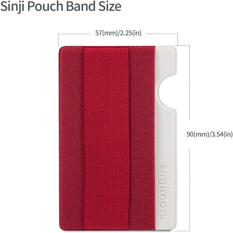Sinjimoru Cell Phone Grip with Card Wallet, Phone Wallet Stick on Card Holder for Back of Phone, Slim Wallet with Elastic Phone Strap. Sinji Pouch Band (Red) - Image 5