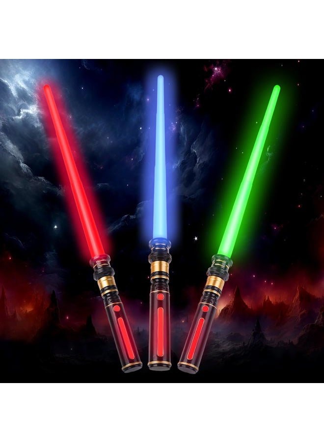 YOFOTHS 3 Pack Light Sabers, Light Sabers for Kids with FX Sound, Expandable Light Up Saber for Cosplay Halloween Dress Up Parties Birthday - Image 1