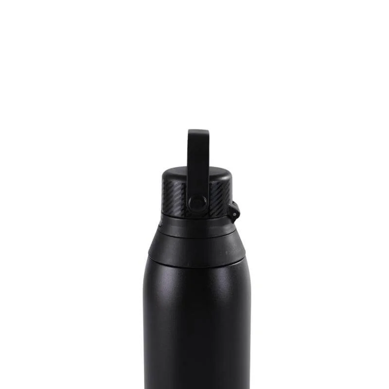 هانز لارسن Hans Larsen EVORA 750ml Vacuum Insulated Stainless Steel Water Bottle, Double Wall, Lockable Lid & Sip Straw, 12 Hrs Cold / 8 Hrs Hot, Leak-Proof Sports Bottle with Carry Loop - Black