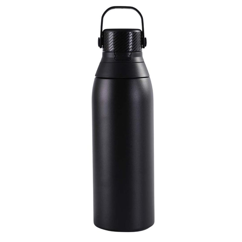 Hans Larsen EVORA 750ml Vacuum Insulated Stainless Steel Water Bottle, Double Wall, Lockable Lid & Sip Straw, 12 Hrs Cold / 8 Hrs Hot, Leak-Proof Sports Bottle with Carry Loop - Black - Image 1