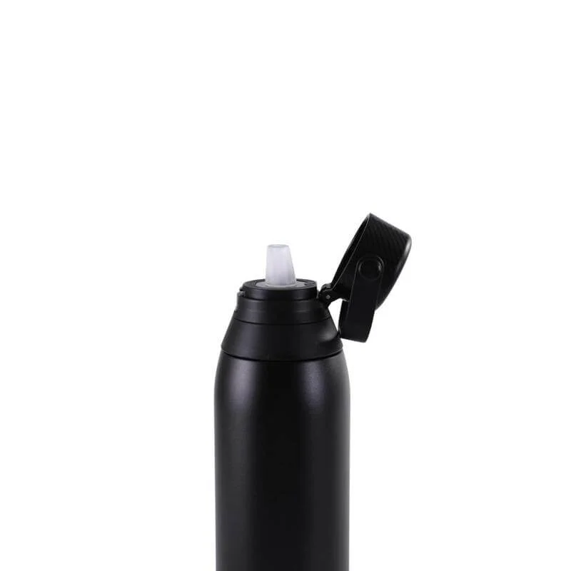 Hans Larsen Black Hans Larsen EVORA 750ml Vacuum Insulated Stainless Steel Water Bottle, Double Wall, Lockable Lid & Sip Straw, 12 Hrs Cold / 8 Hrs Hot, Leak-Proof Sports Bottle with Carry Loop - Black  | Best Price UAE