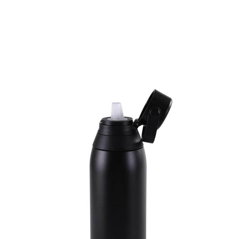 Hans Larsen EVORA 750ml Vacuum Insulated Stainless Steel Water Bottle, Double Wall, Lockable Lid & Sip Straw, 12 Hrs Cold / 8 Hrs Hot, Leak-Proof Sports Bottle with Carry Loop - Black - Image 4