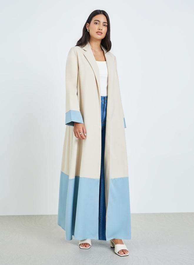 Amirah Beige Color Block A-Line Abaya - Image 3