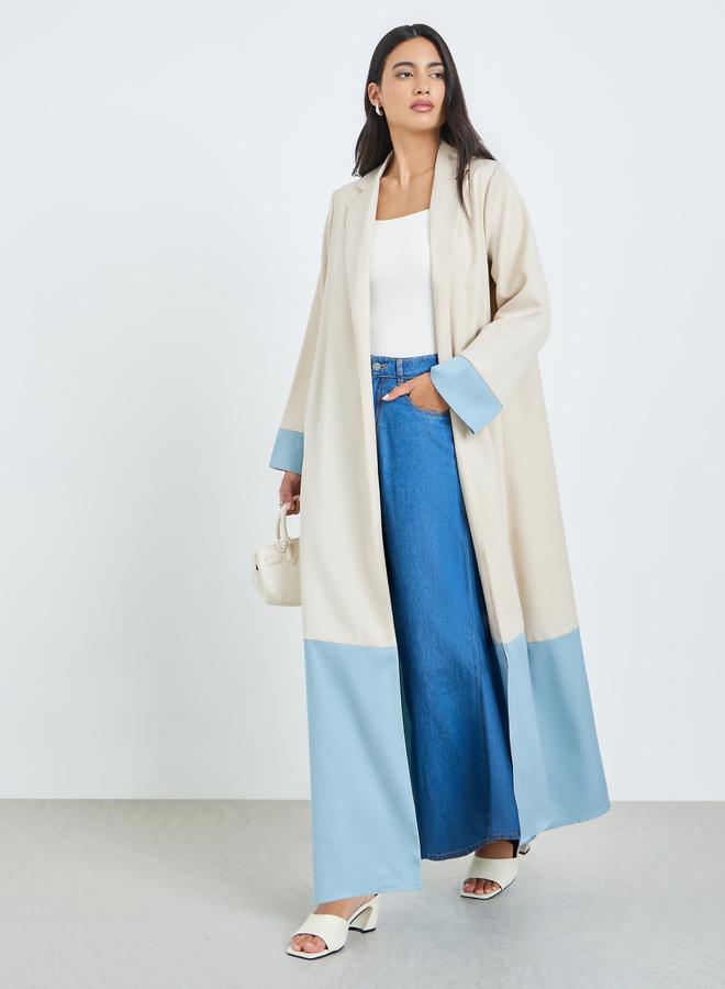 Amirah Beige Color Block A-Line Abaya - Image 1