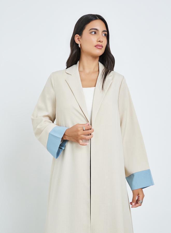 Amirah Beige Color Block A-Line Abaya - Image 2