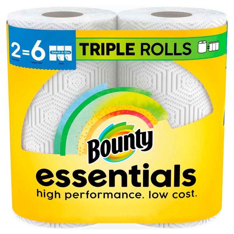 Bounty Essentials Select-A-Size Paper Towels, White, 2 Triple Rolls = 6 Regular Rolls (Packaging May Vary) - Image 1
