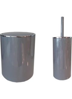 Primanova Lenox 6lt Gray Trash Can and Toilet Brush  - Image 1