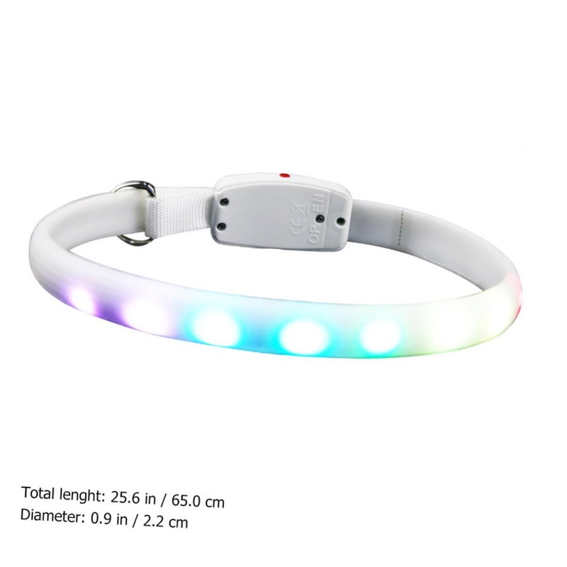 USB Charging LED Dog Collar White Flashing Night Luminous Glowing For Safe Walking Pets - Image 3