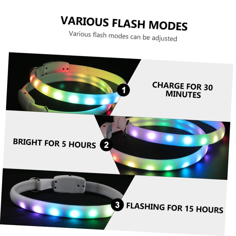 USB Charging LED Dog Collar White Flashing Night Luminous Glowing For Safe Walking Pets - Image 4