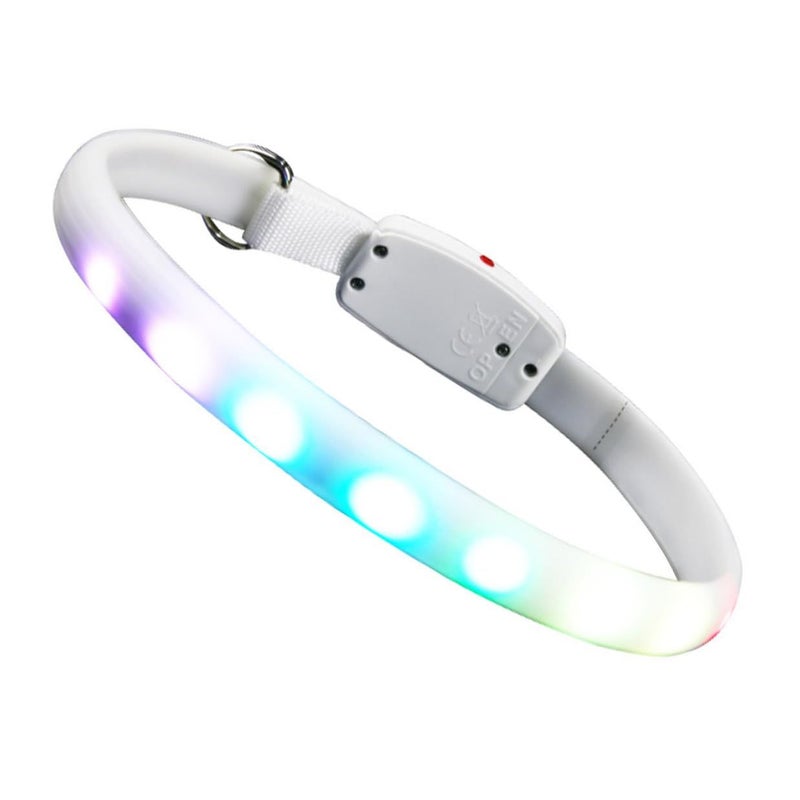 USB Charging LED Dog Collar White Flashing Night Luminous Glowing For Safe Walking Pets - Image 2